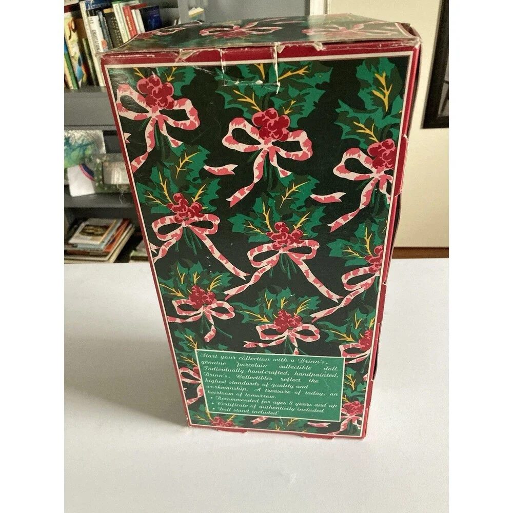 Brinn’s Porcelain Doll Blond Christmas Boxed New Comes With Stand 1997 Handmade